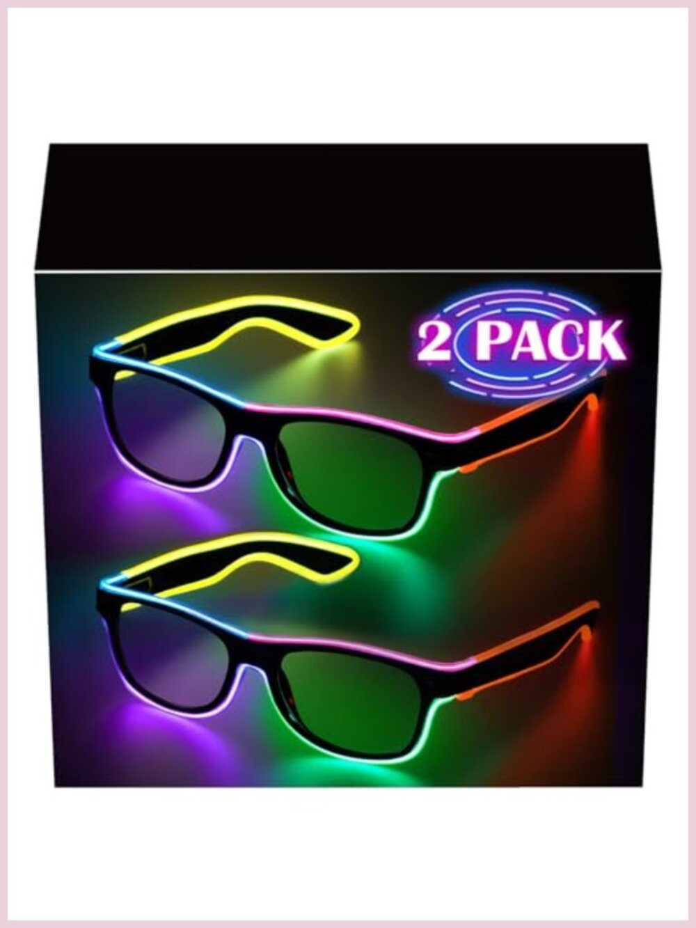 LED Light Up Glasses Wired Neon Rave Party Sunglasses